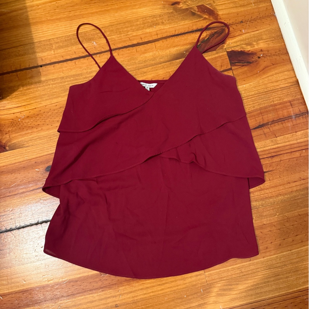 Naked Zebra Maroon Ruffled Tank